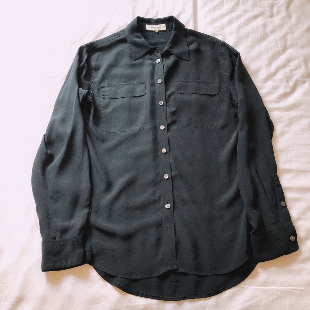 Vince Camuto silk utility button down shirt